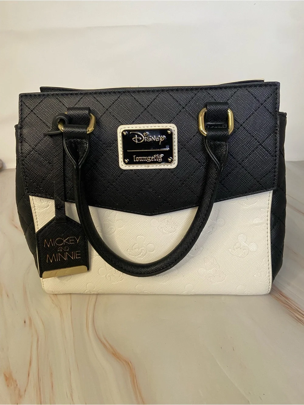 Loungefly Black and White Mickey & Minnie Satchel